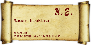 Mauer Elektra névjegykártya